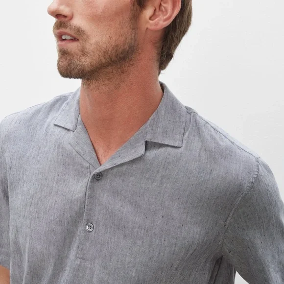Short Sleeve Popover Shirt - Brand New - NEVER WORN - Chambray/Dark Grey